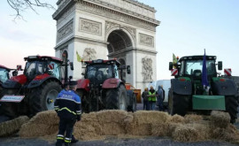 În Paris fermierii au blocat cu fîn drumul spre Arcul de Triumf