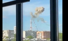 Turnul televiziunii din Harkov a fost distrus Momentul în care se prăbușește VIDEO