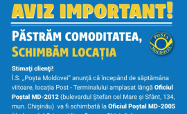 În atenția clienților ÎS Poșta Moldovei