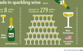 Moldova în TOP5 cei mai mari furnizori de vin spumant din UE